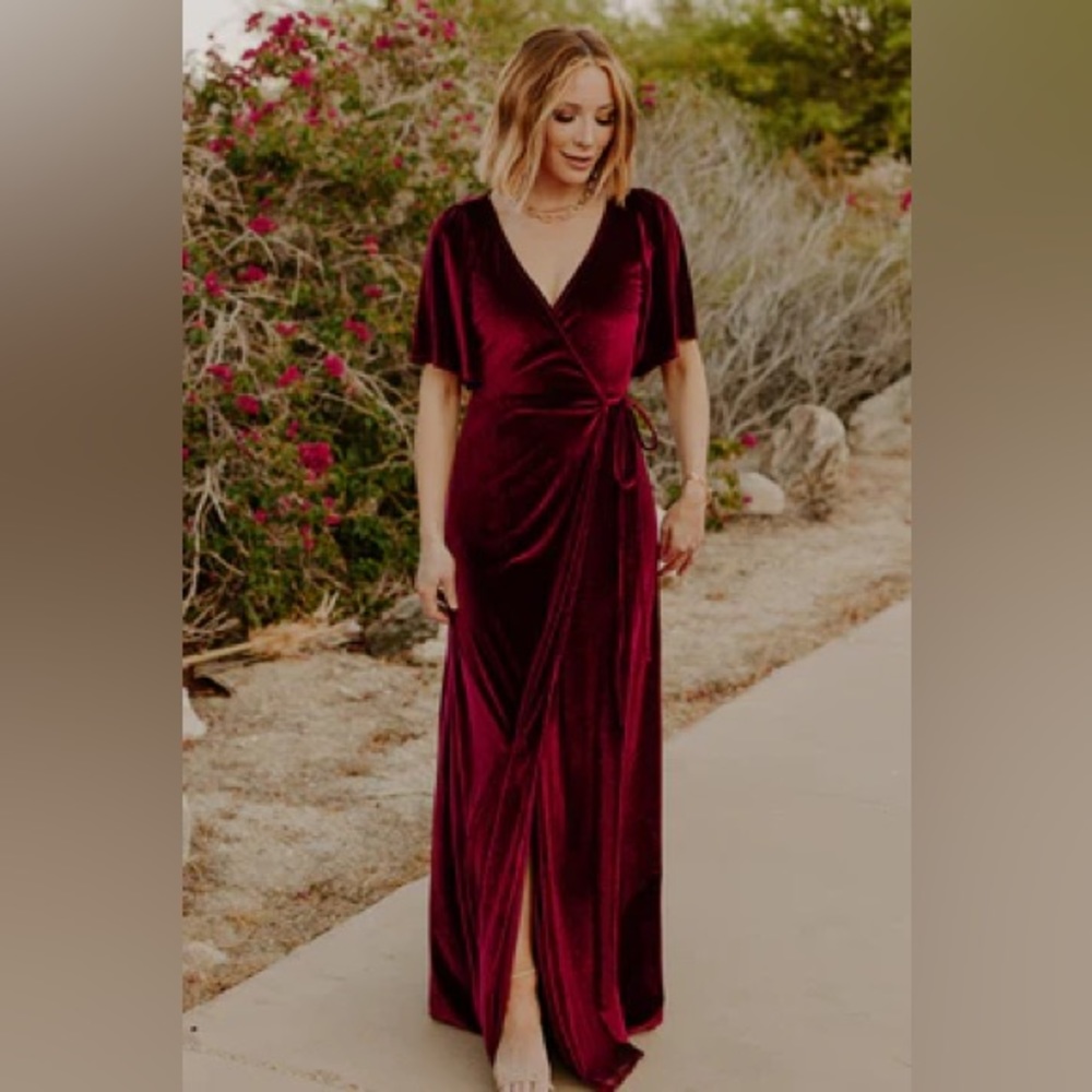 Balticborn Red Velvet Wrap Maxi Dress